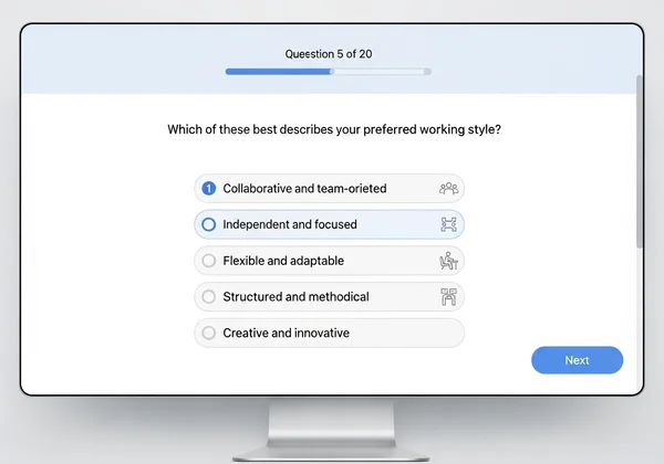 Pengguna mengambil penilaian kendiri RAADSR digital.