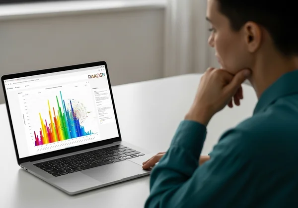 Person reviewing online sensory assessment results