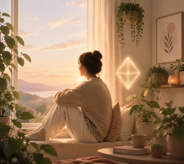 Person reflecting on neurodiversity in a calm room