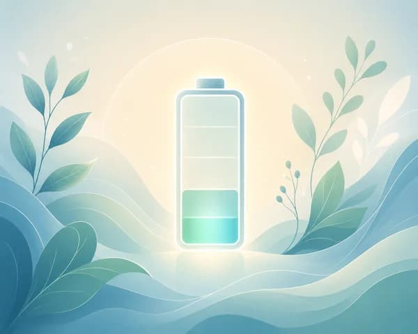 Eine ruhige minimalistische Illustration einer langsam aufladenden Batterie