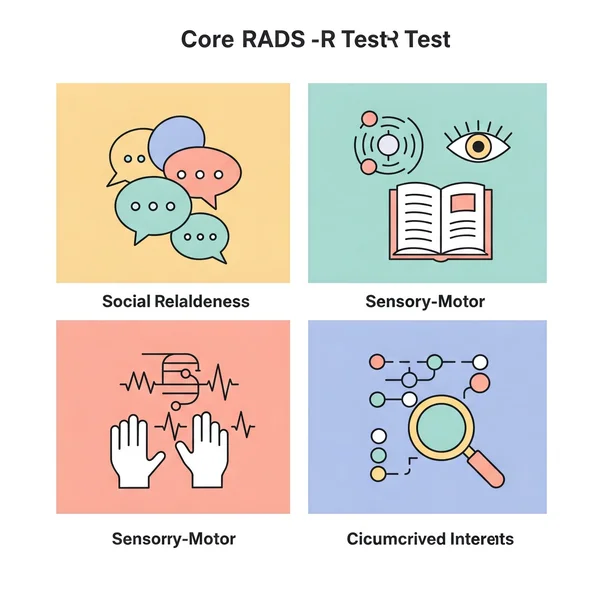 Infographic showing RAADS-R test 4 domains structure