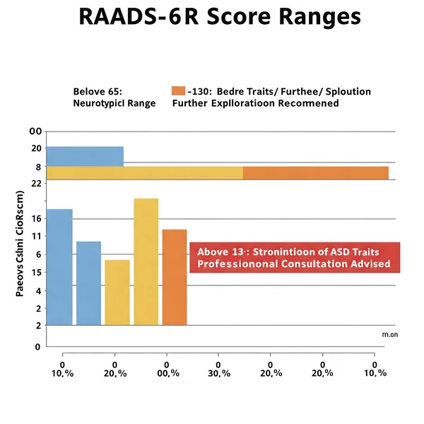 Chart showing RAADS-R score ranges and thresholds guide.