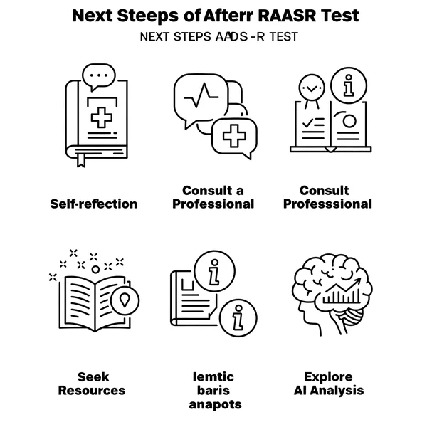 Icons representing next steps after RAADS-R test results.