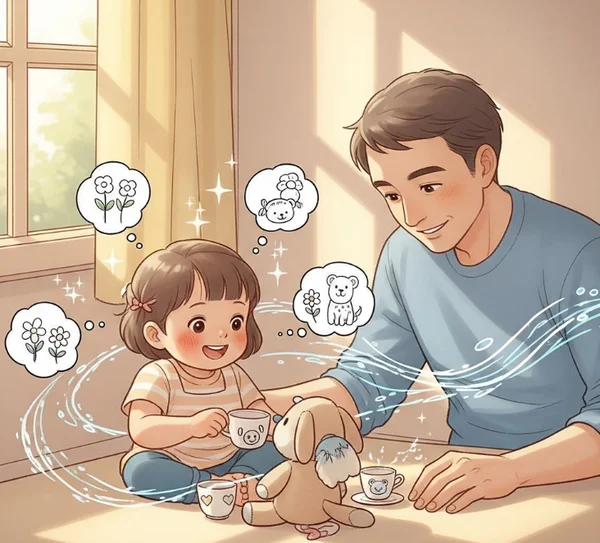 Parents observing a child for early autism signs