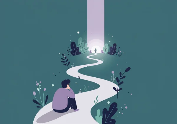Person reflecting on a path, symbolizing autism journey.