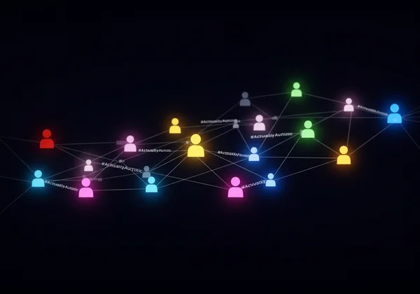 Abstract art showing connected individuals in a community.