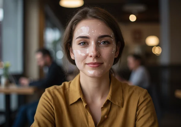 Woman subtly masking her true self in social settings