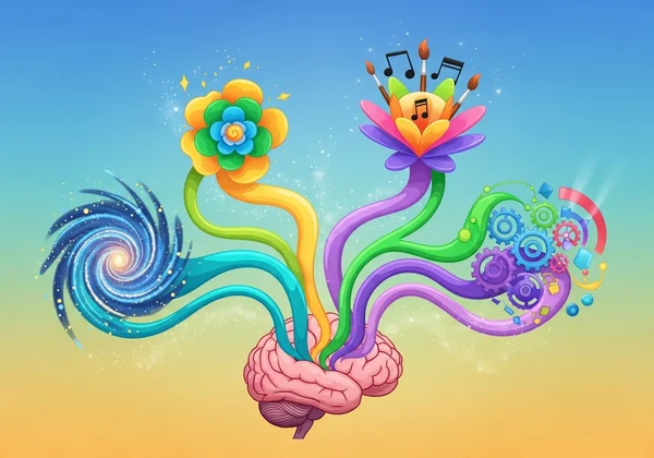 Abstract representation of unique neurodivergent strengths thriving.