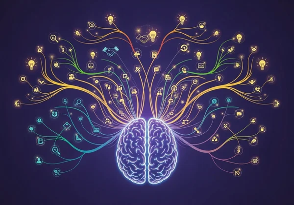 Abstract map connecting personal traits to daily life experiences.