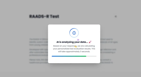 RAADS-R AI analysis report structure example snapshot